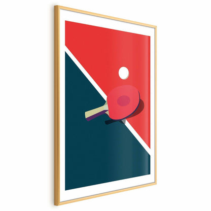 Poster - Table Tennis - Ball and Racket on a Table Artgeist