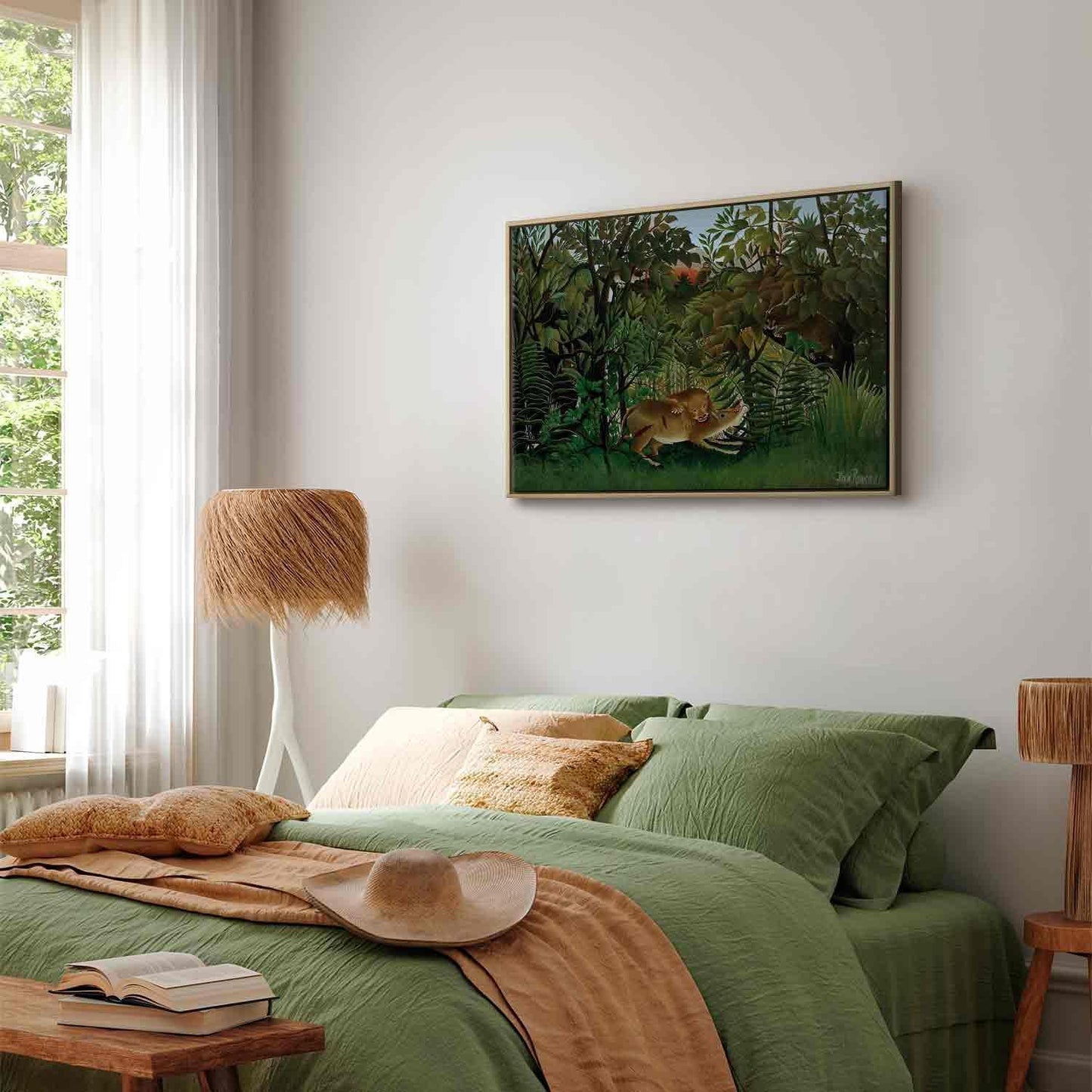 Leinwandbild - Le Lion ayant faim se jette sur l'Antilope (Henri Rousseau) Artgeist
