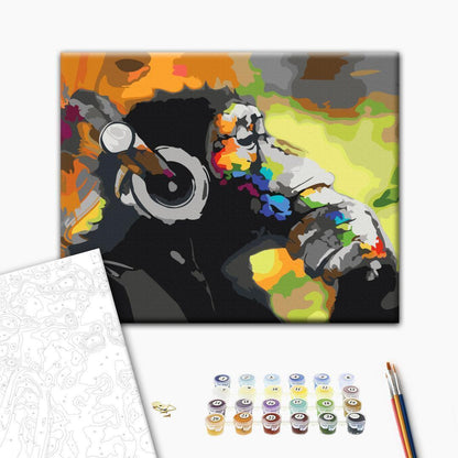 Malen nach Zahlen - Monkey In Headphones (Multi Colour)