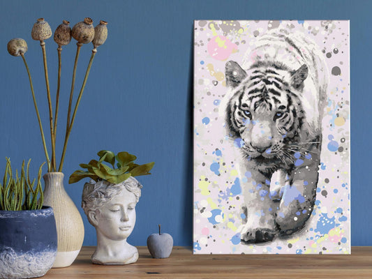 Wandbild zum Ausmalen - Der weiße Tiger