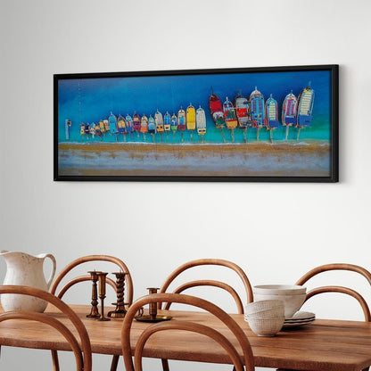 Leinwandbild - Colourful Boats (1 Part) Narrow