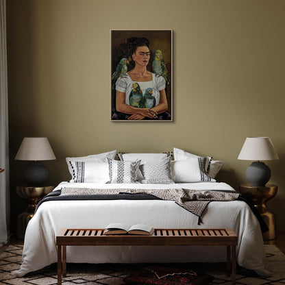 Leinwandbild - Frida Kahlo – Me and My Parrots