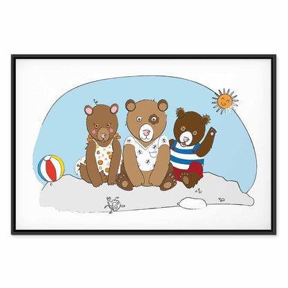 Leinwandbild - Teddy Bears on the Beach (1 Part) Wide