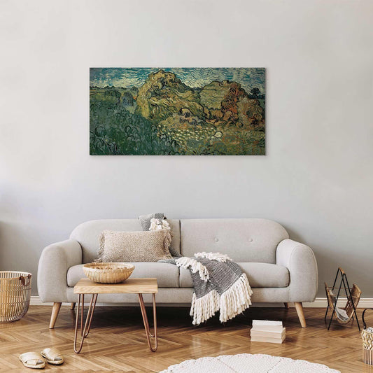 Leinwandbild - Field with Wheat Stacks (Vincent Van Gogh) Artgeist