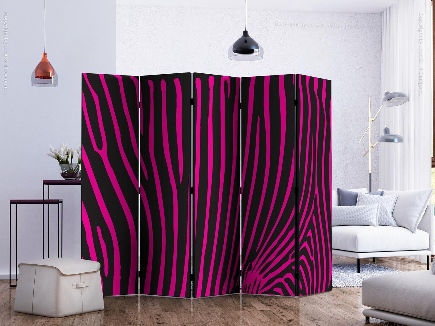 Paravent - Zebra pattern (violet) II Artgeist
