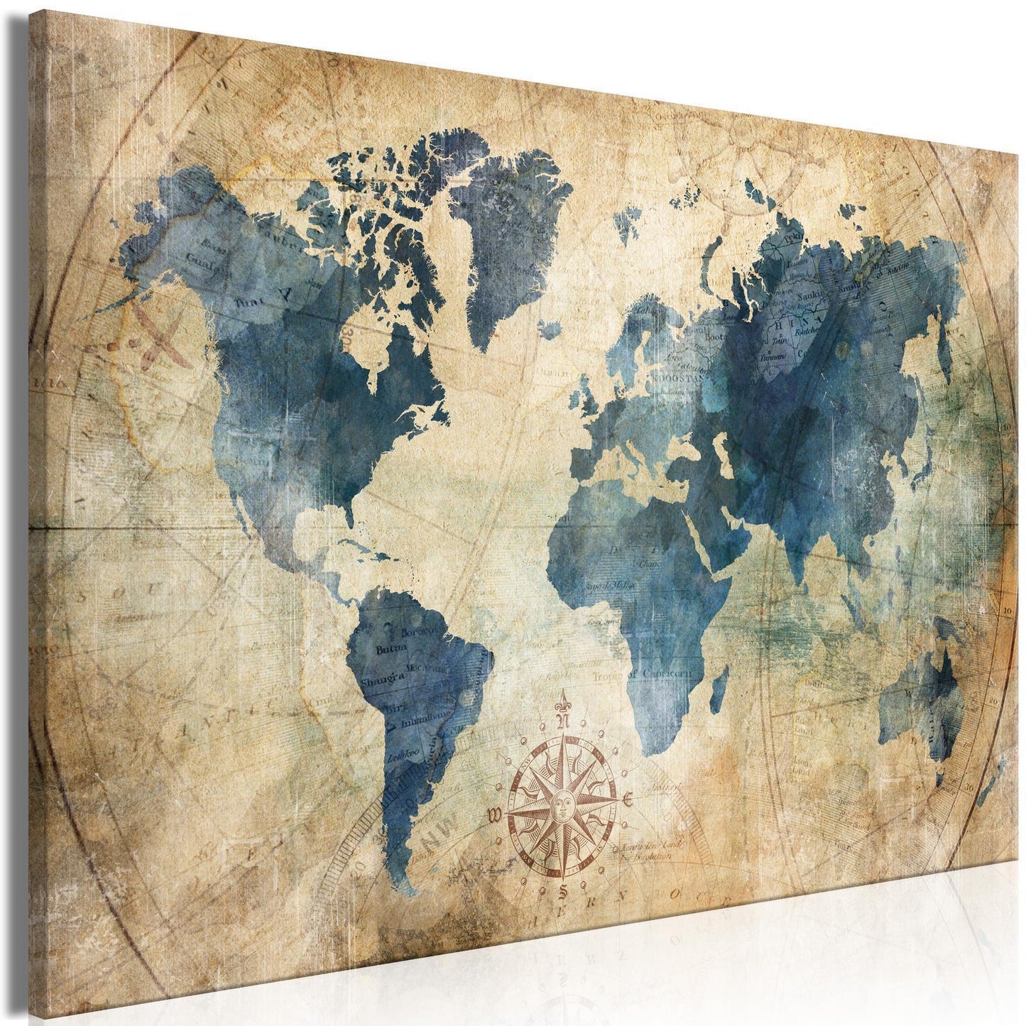 Leinwandbild - Retro Map (1 Part) Wide Artgeist