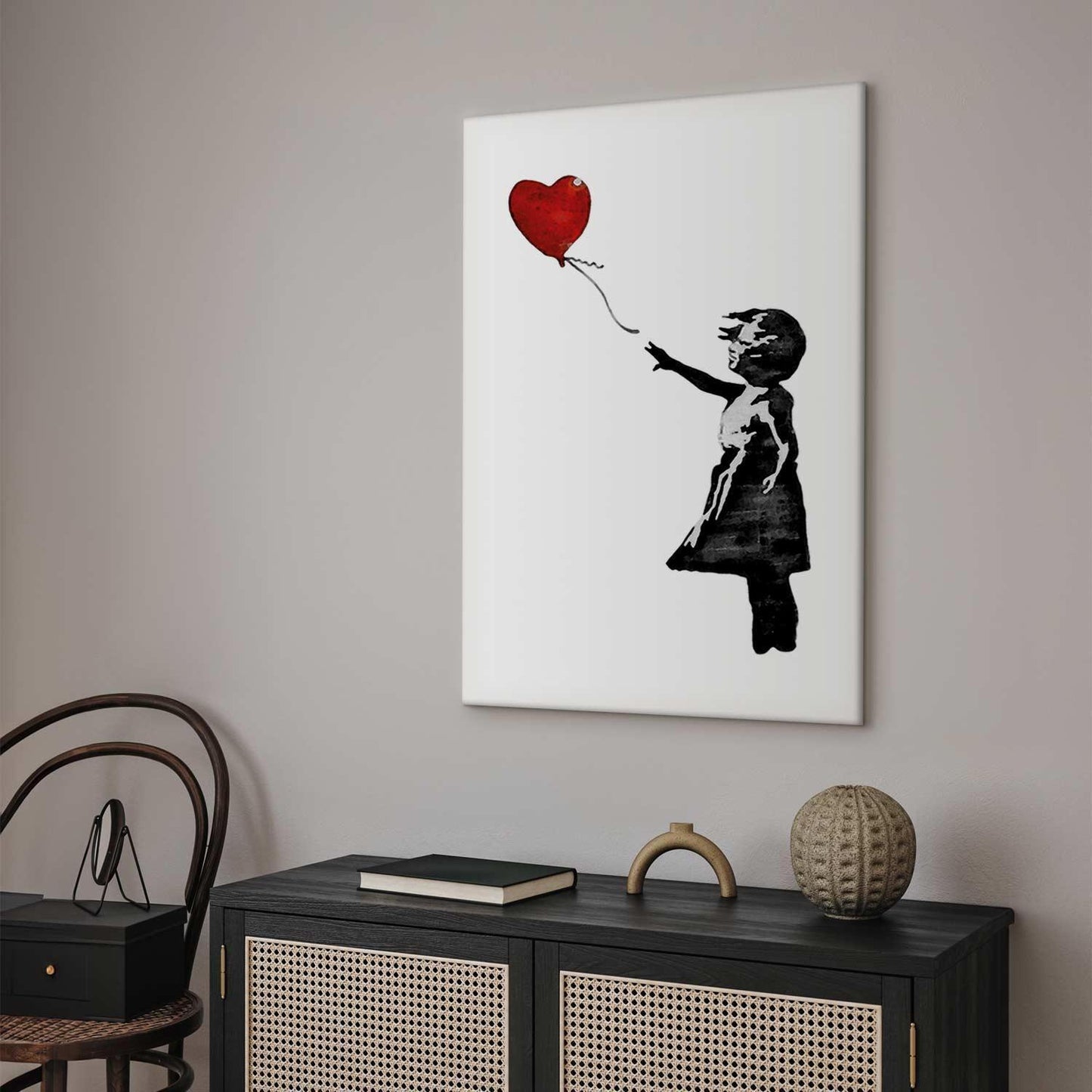 Leinwandbild - Banksy: Girl with Balloon (1 Part) Vertical