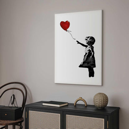 Leinwandbild - Banksy: Girl with Balloon (1 Part) Vertical