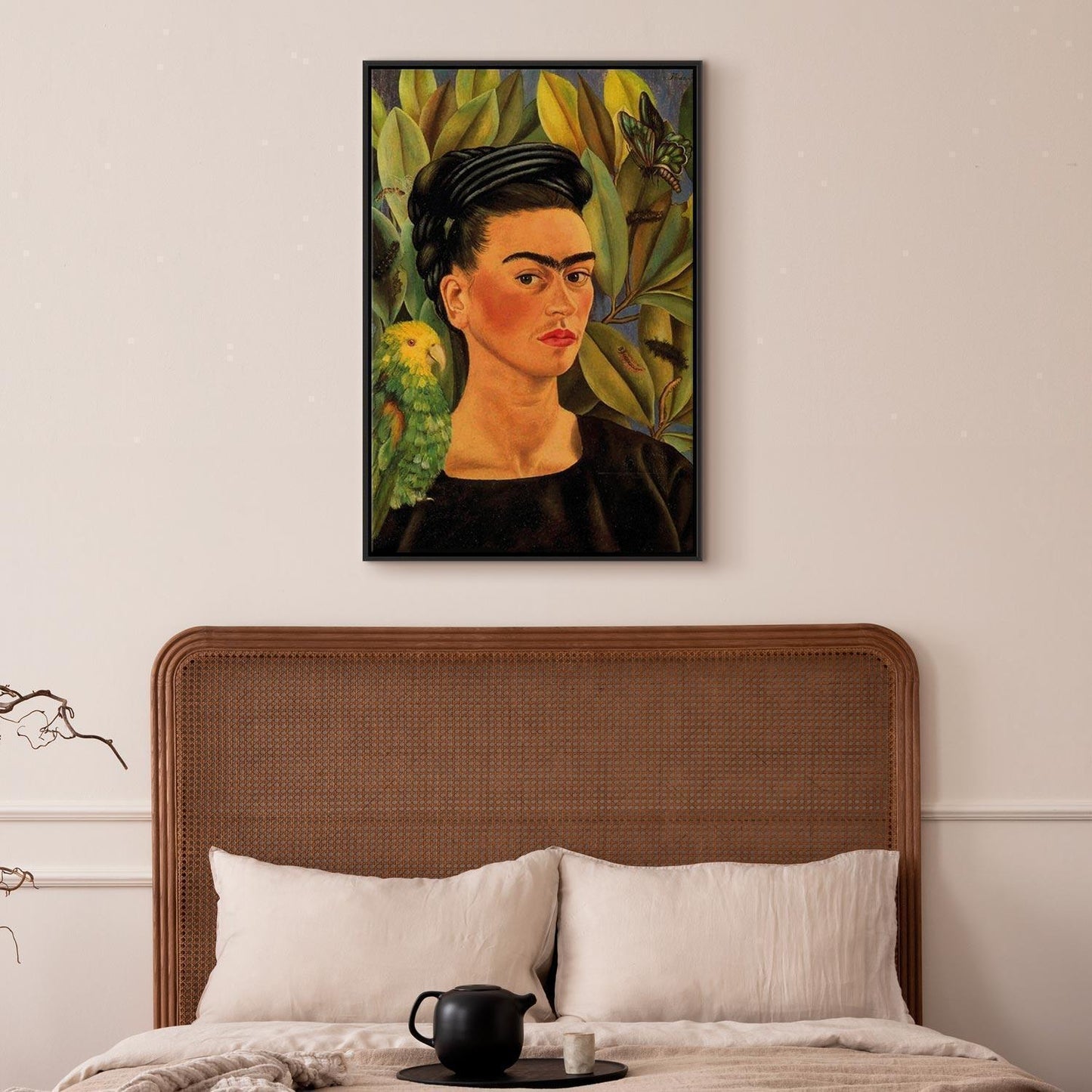 Leinwandbild - Frida Kahlo – Self-Portrait with Bonito