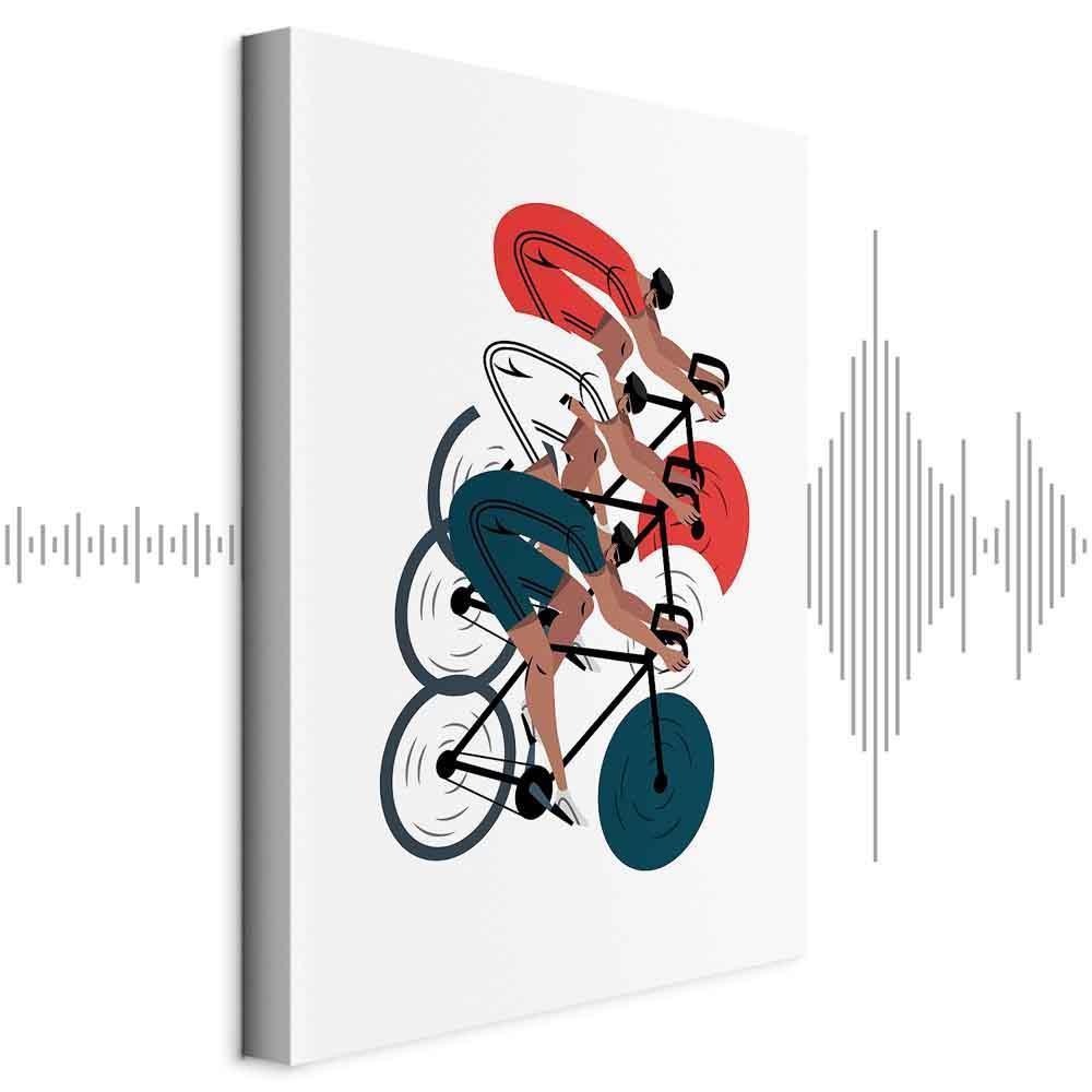 Leinwandbild - Cycling Race Competitors on a Light Background - Illustration