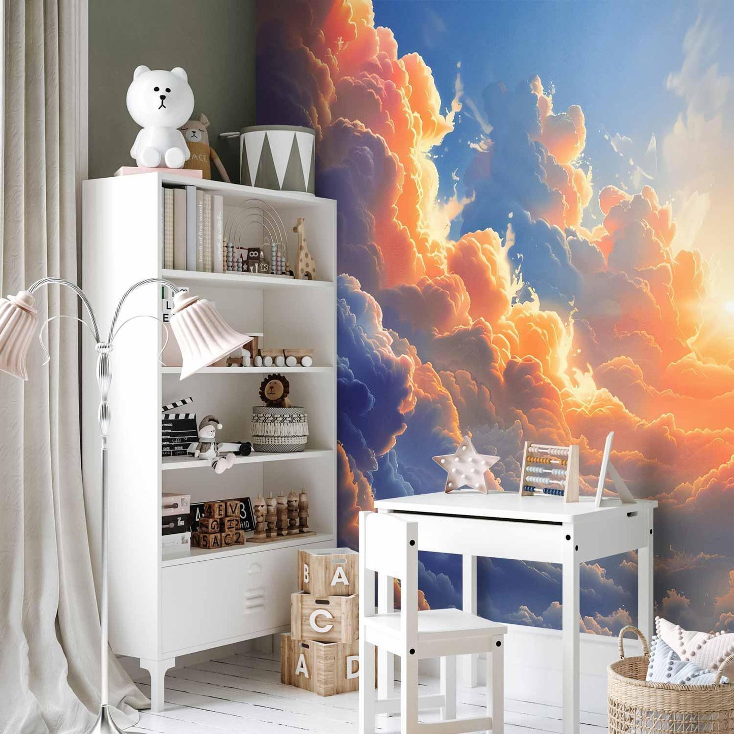 Fototapete - Sunset Over a Cloudy Sea: A Wonderful Symphony of Colors