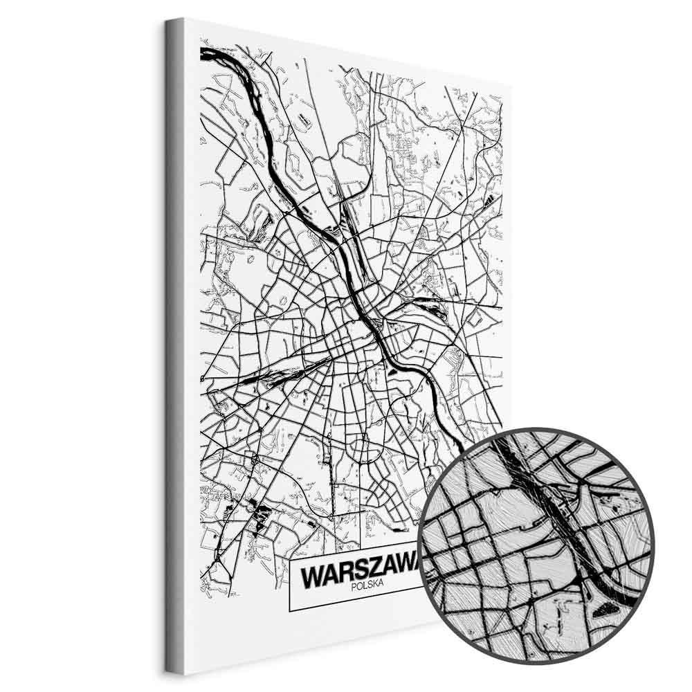 Leinwandbild - City Plan: Warszawa (1 Part) Vertical