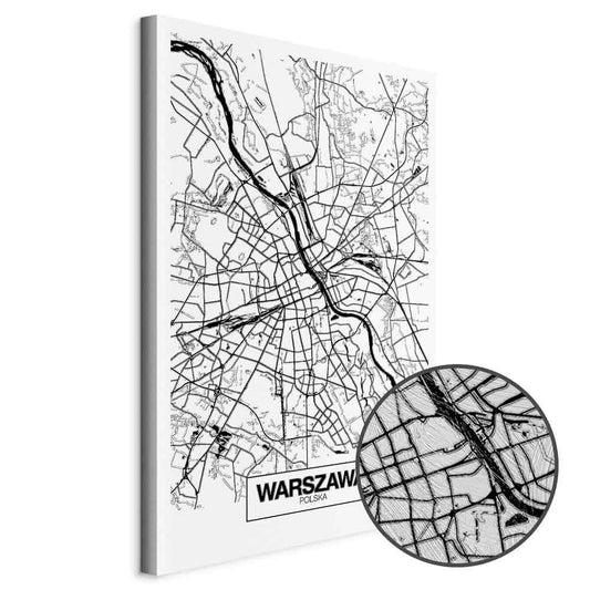 Leinwandbild - City Plan: Warszawa (1 Part) Vertical