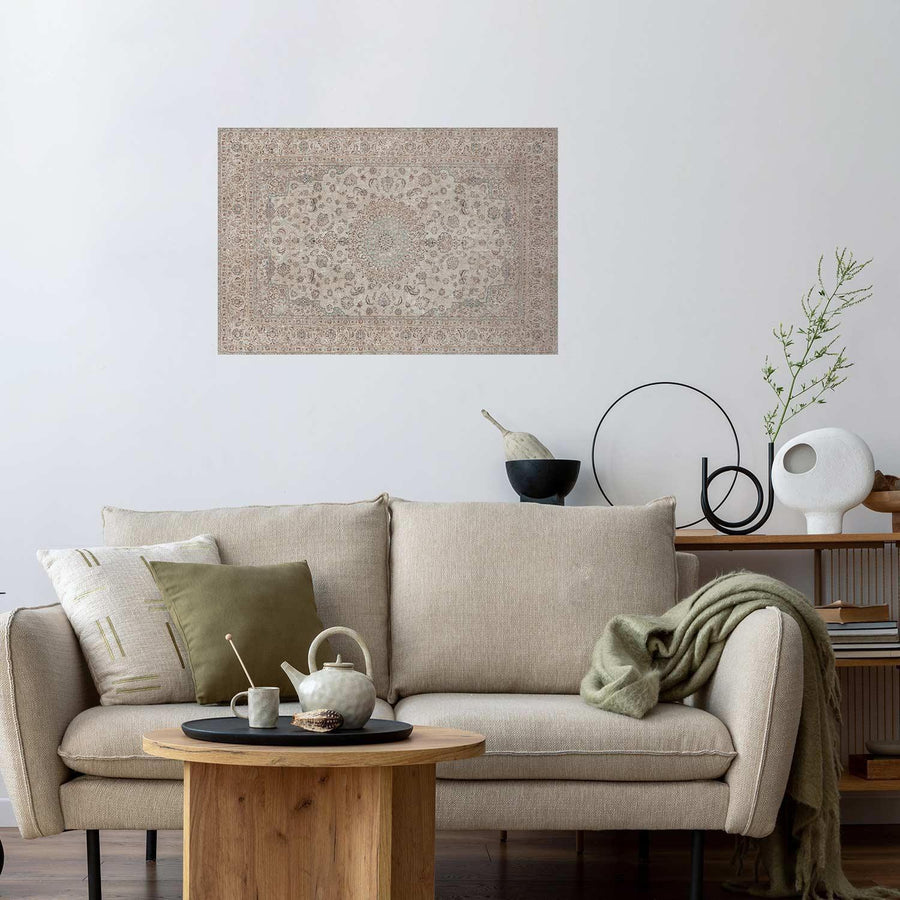 Poster - Sand Carpet - Worn Persian Rug with Rich Ornamental Motifs Artgeist