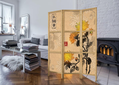 Japanischer Paravent - Style: Chrysanthemums Artgeist
