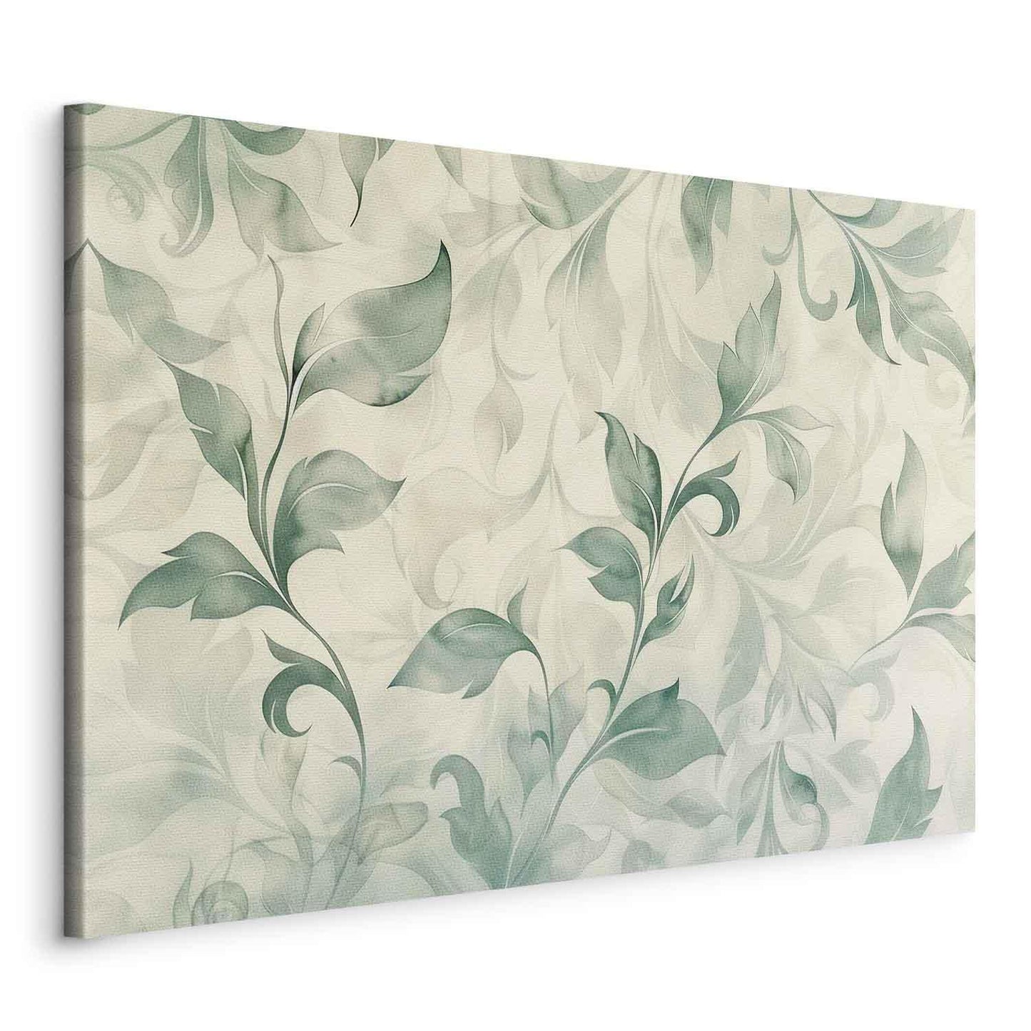 Leinwandbild - Watercolor Botanical Motif Delicate Green-Beige Leaves Artgeist