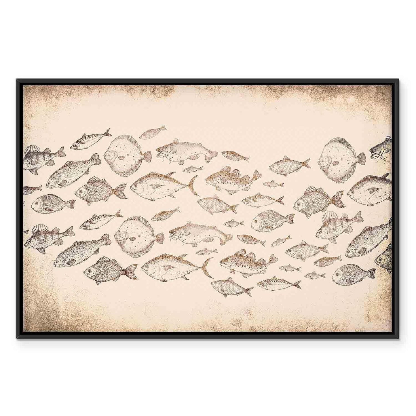 Leinwandbild Fische Japandi-Stil – Minimalistische Wandkunst