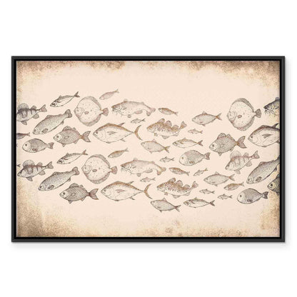 Leinwandbild Fische Japandi-Stil – Minimalistische Wandkunst