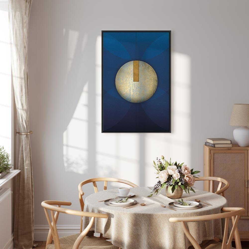 Leinwandbild - In the Shadow of Classic Blue (1-part) - Golden Circle in Abstraction