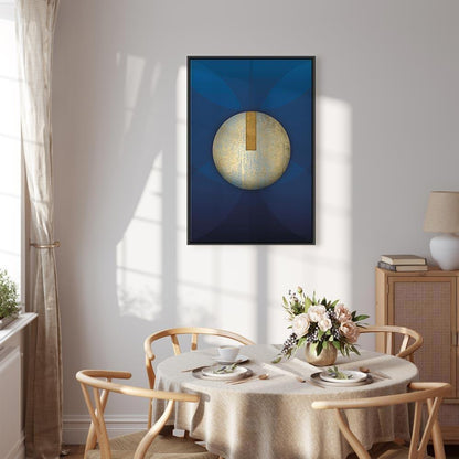 Leinwandbild - In the Shadow of Classic Blue (1-part) - Golden Circle in Abstraction