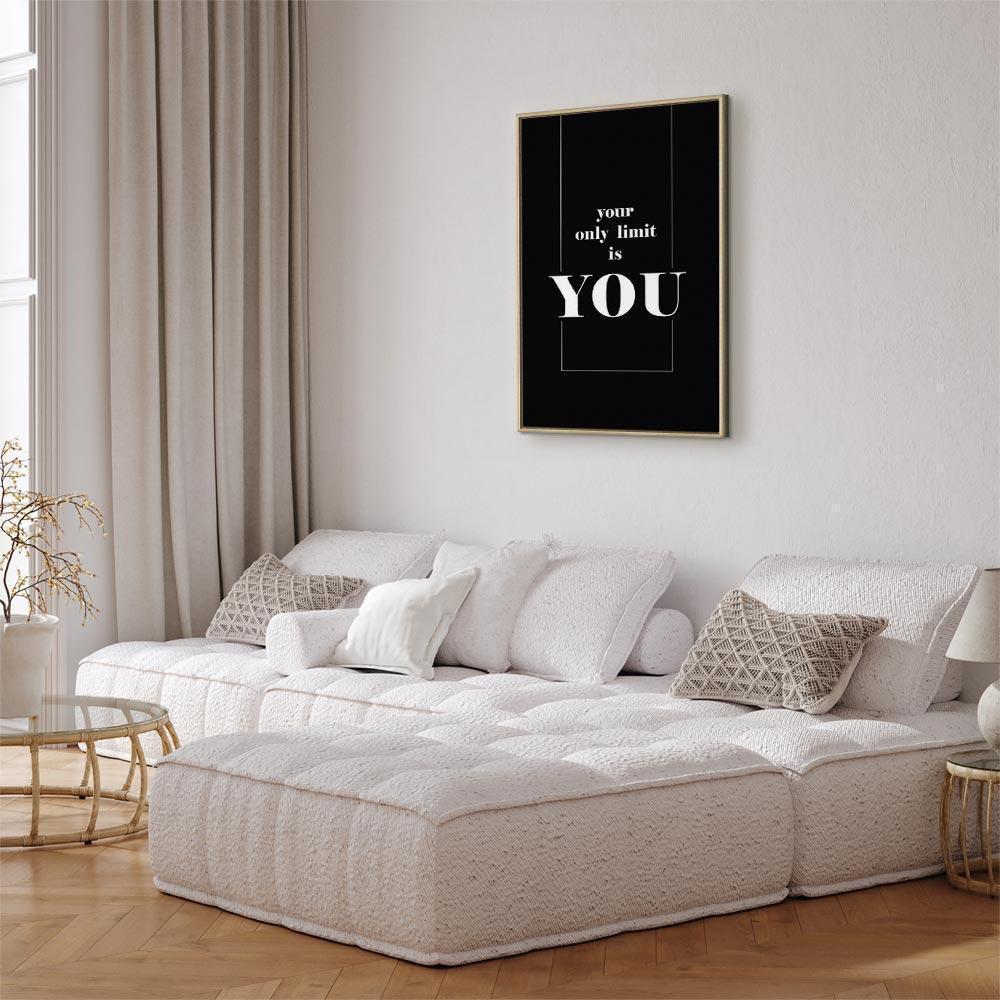 Leinwandbild - Key to Success (1-part) - Black and White English Inscriptions