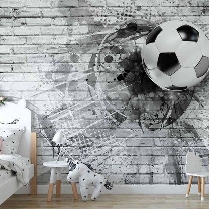 Fototapete Dynamischer Fußball – Actionreiche Wandgestaltung für Sportfans