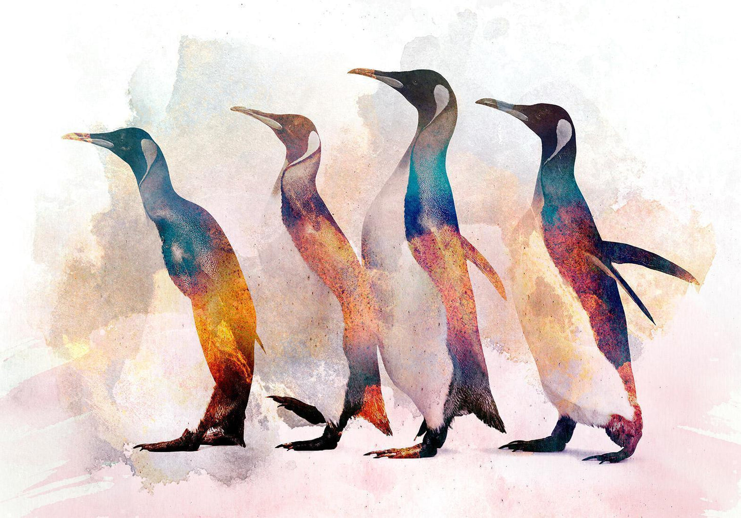 Fototapete „Pinguine auf Wanderschaft“ – Winterliche Eleganz für Ihre Wand