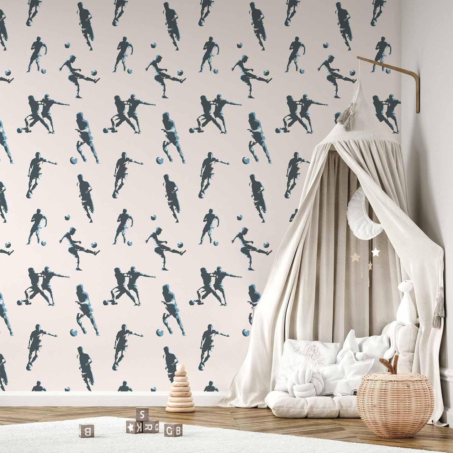 Tapete - Football Characters - Action and movement in silhouettes on a light background