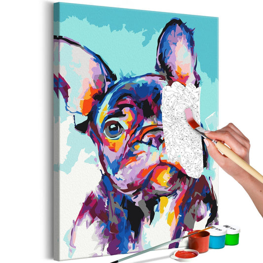 Malen nach Zahlen Bulldogge Portrait Malset auf Leinwand 60x40cm