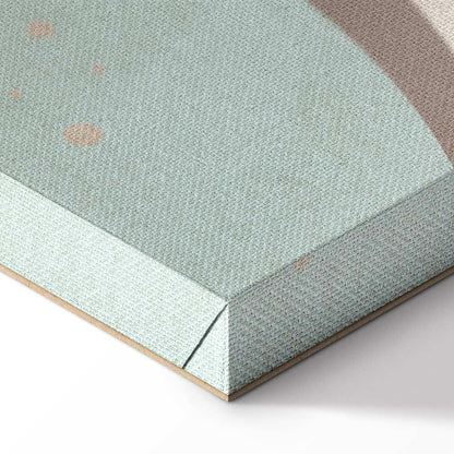 Leinwandbild - Cloudy Night Sky - Moons in Brown and Beige Hues Among Clouds and Numerous Little Stars on a Light Background