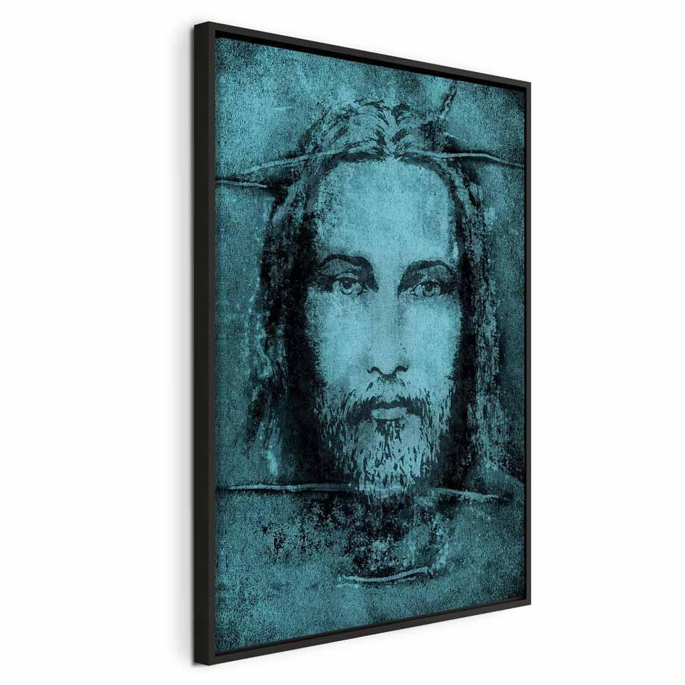 Leinwandbild - Shroud of Turin in Turqoise (1 Part) Vertical