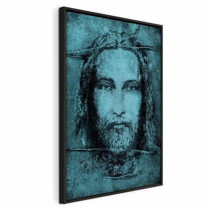 Leinwandbild - Shroud of Turin in Turqoise (1 Part) Vertical