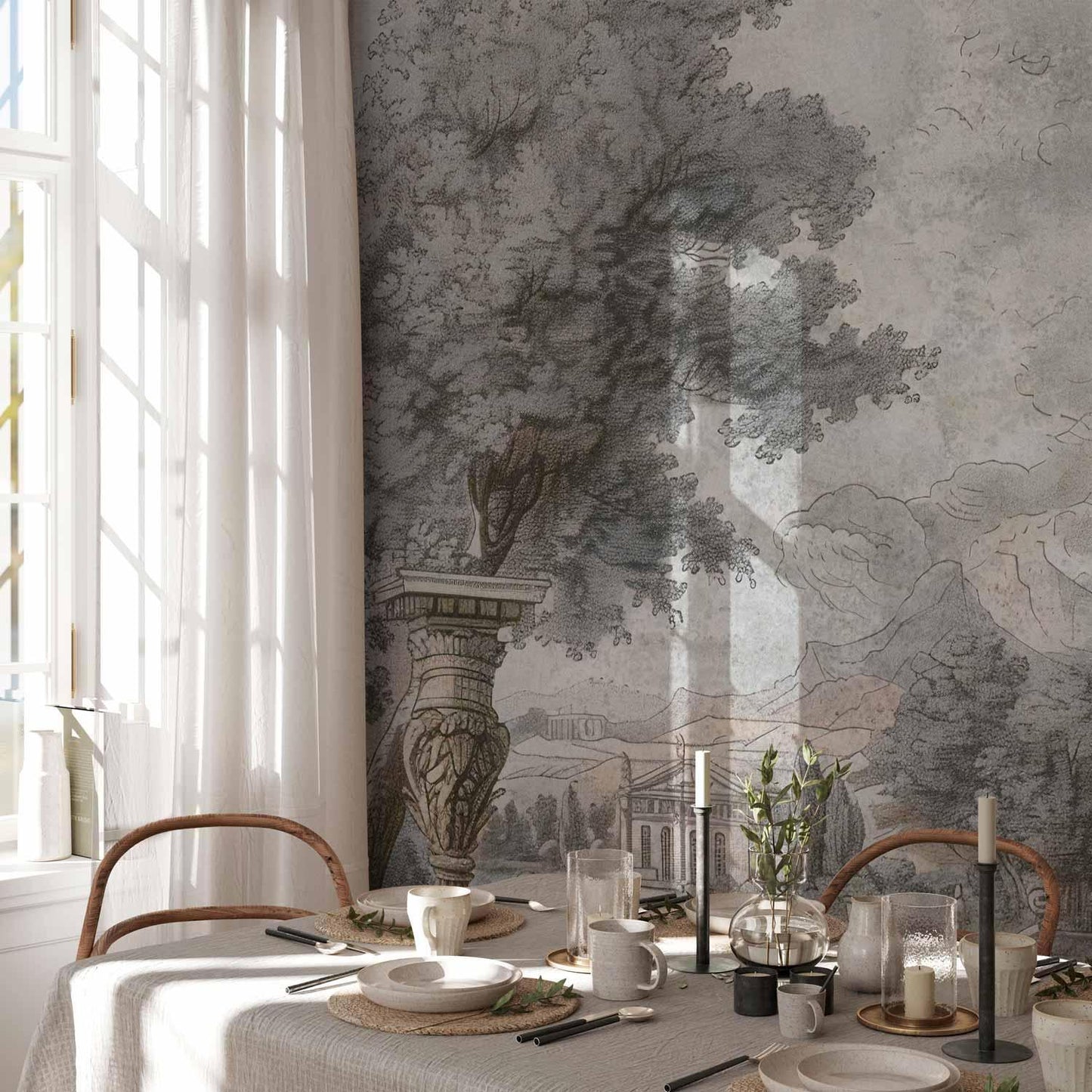 Fototapete - Temple on a hill - Greek architecture in subdued colours