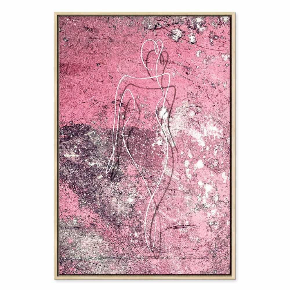 Leinwandbild - Figure on Pink Background (1-part) - Female Silhouette in Marble