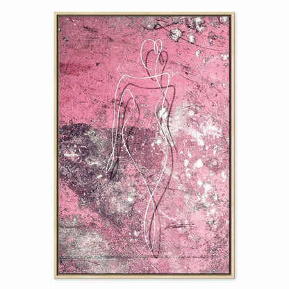Leinwandbild - Figure on Pink Background (1-part) - Female Silhouette in Marble