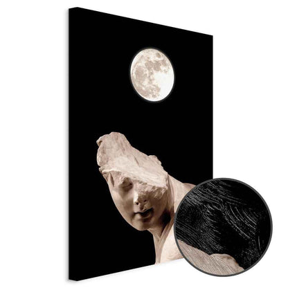 Leinwandbild - Moon and Statue (1 Part) Vertical