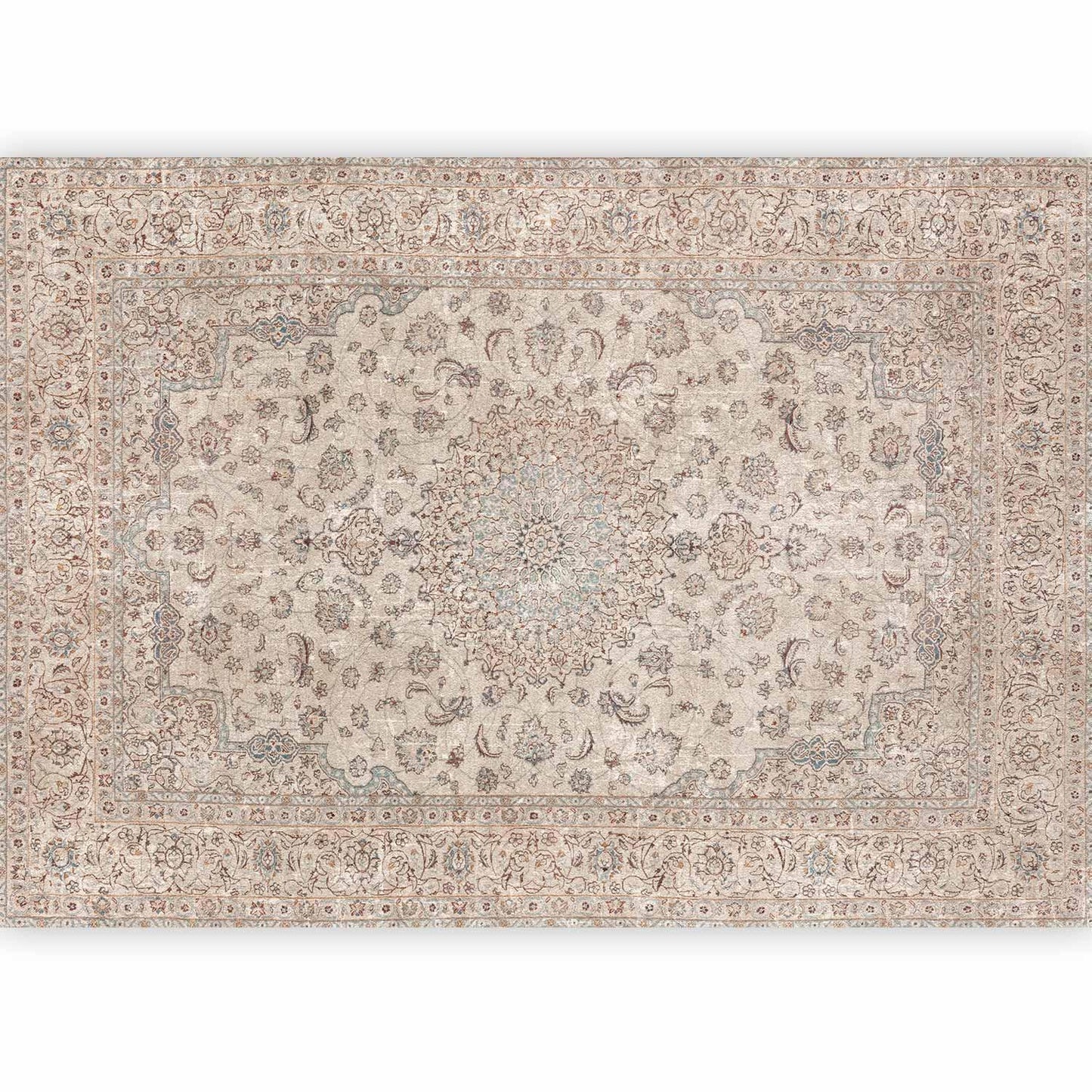 Fototapete - Sand carpet - worn Persian carpet with rich decorative motifs