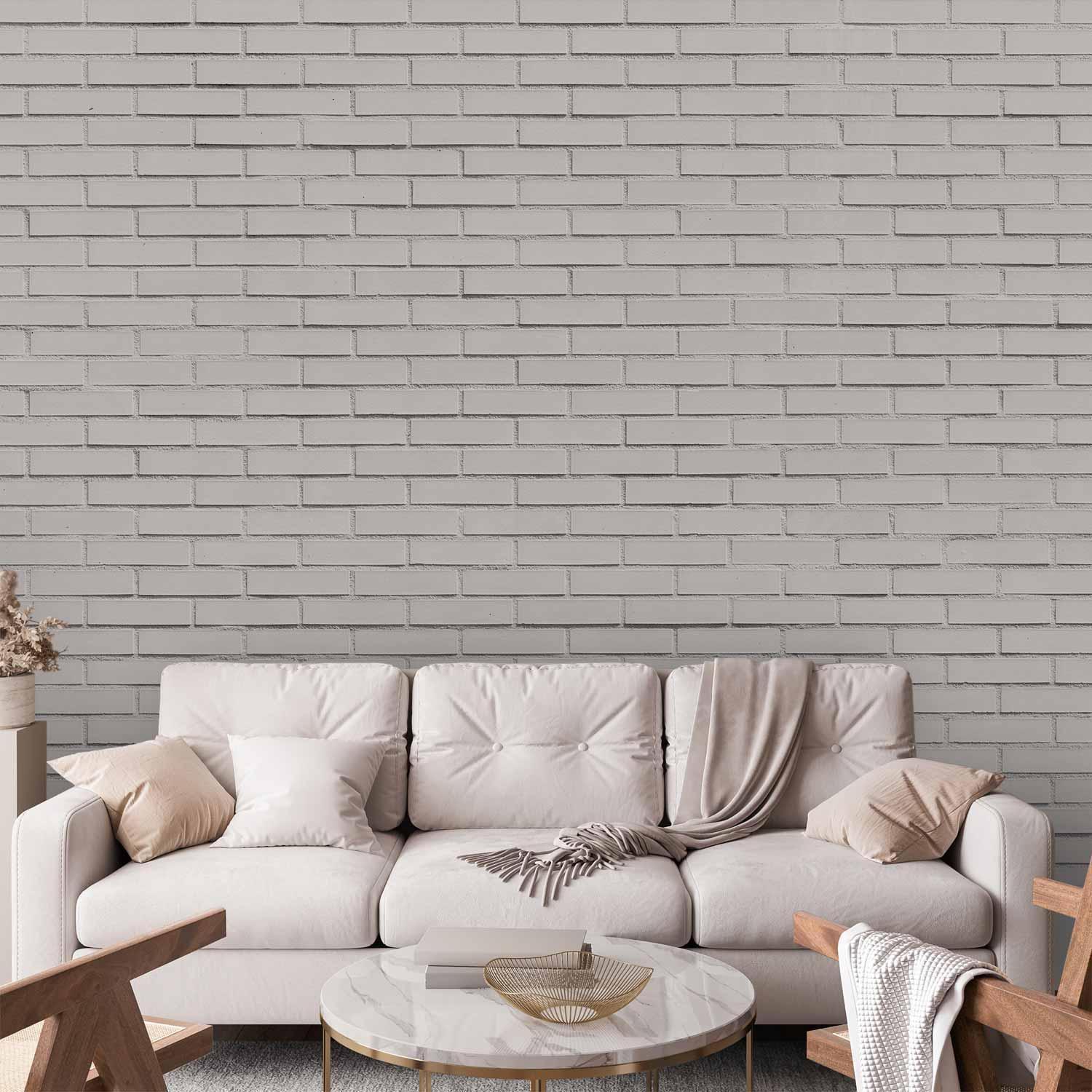 Fototapete - Snow Brick - Pattern Imitating a Brick Wall in White Artgeist