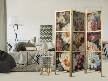 Japanischer Paravent - Scent of Nature - Beautiful Garden Flowers in Pastel Colors
