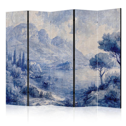 Paravent - Italian Landscape - Lake Como Painted in Shades of Blue Artgeist