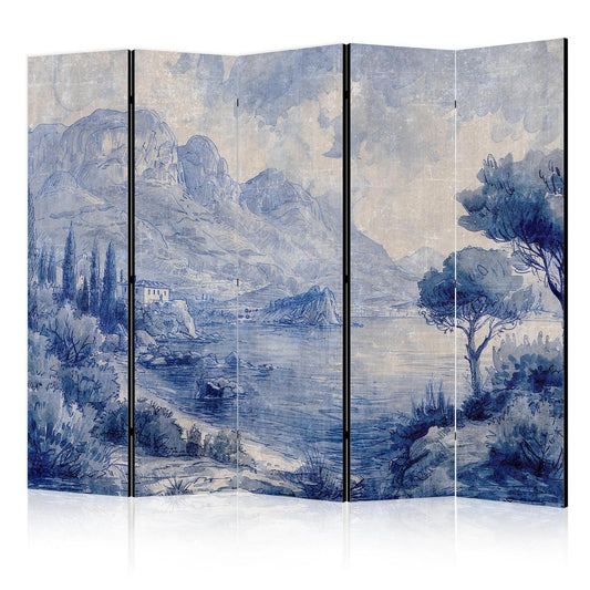 Paravent - Italian Landscape - Lake Como Painted in Shades of Blue Artgeist