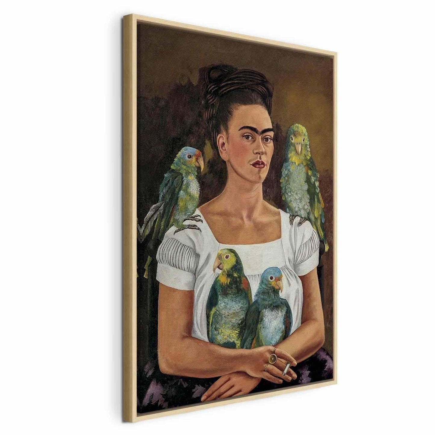 Leinwandbild - Frida Kahlo – Me and My Parrots