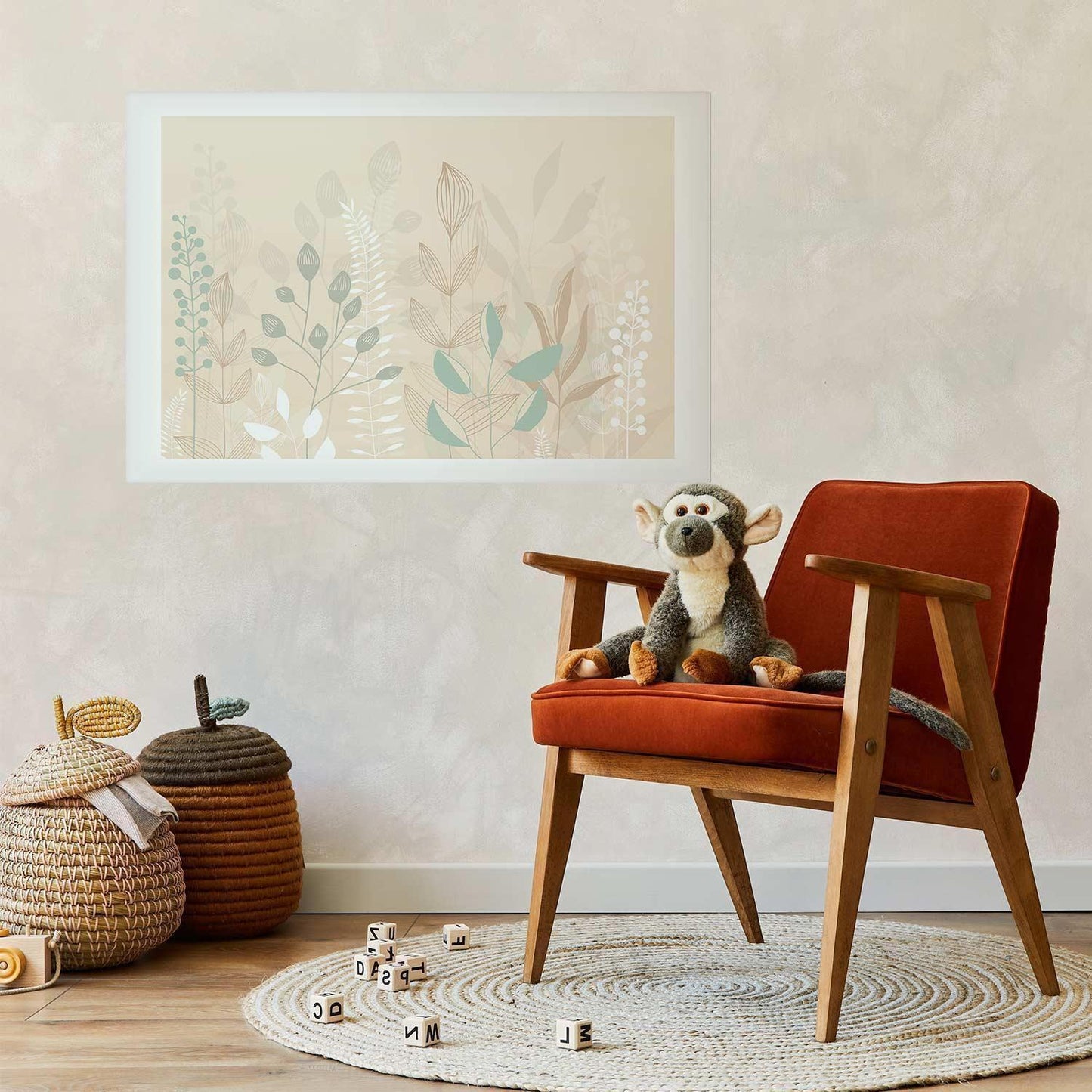 Poster - Pastel-Beige Meadow Artgeist