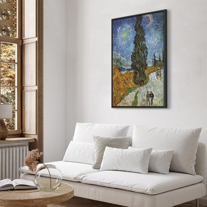 Leinwandbild - Vincent van Gogh – Road with Cypress and Star