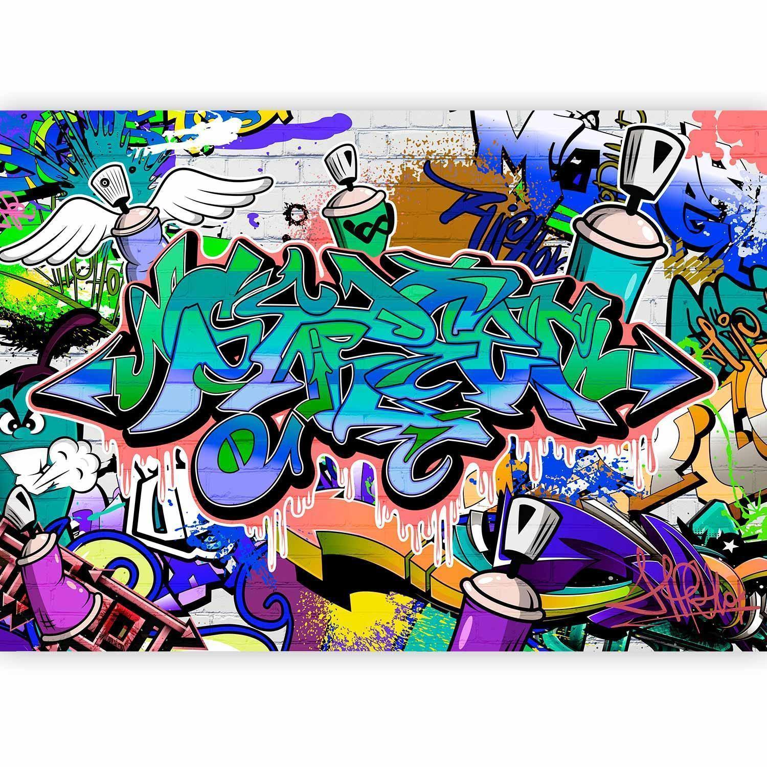 Fototapete - Graffiti: blue theme Artgeist