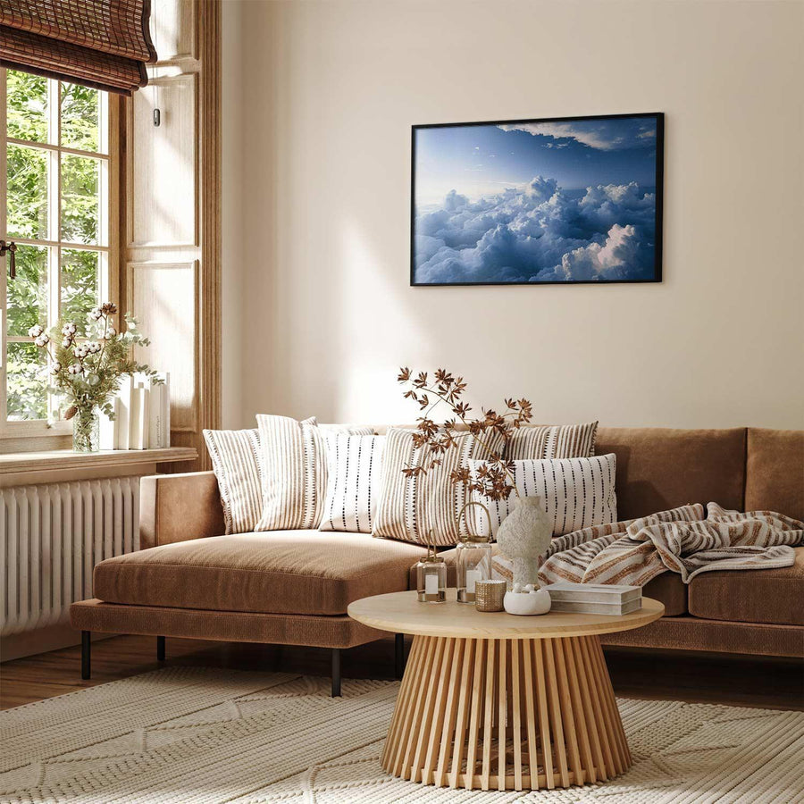 Poster - Aerial Landscapes: Sunbeams Illuminating Puffy Cloud Formations Artgeist