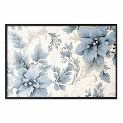 Poster - Turquoise Ornamental Retro Flowers