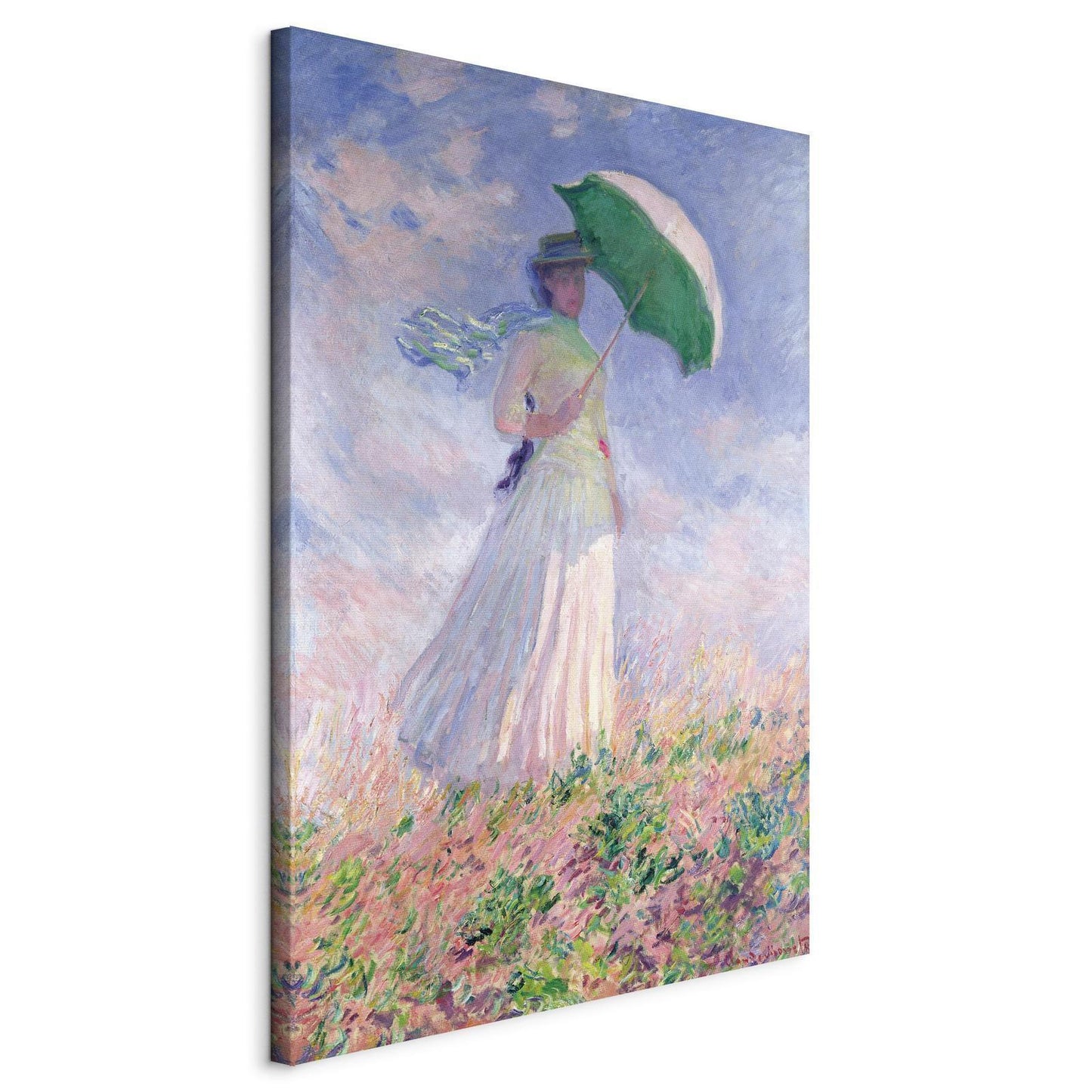Leinwandbild - Woman with a Parasol, facing right Artgeist