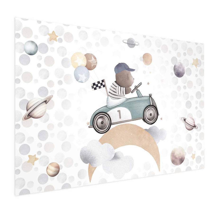 Poster - Bear in a Race Car Artgeist