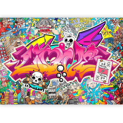 Fototapete - Street art - abstract urban colour graffiti mural with lettering Artgeist